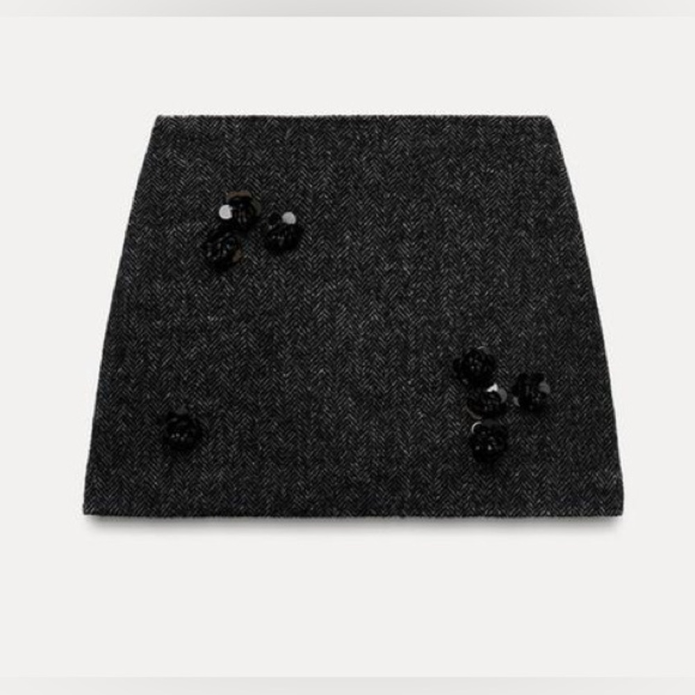 Zara Embroidered Herringbone Skirt Zara Women Collection | NWT - Picture 2 of 7